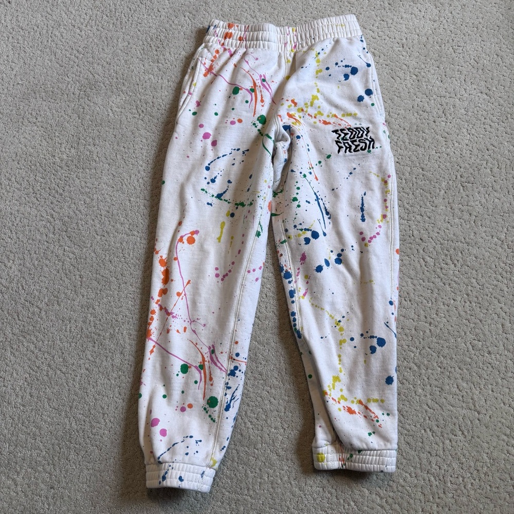 Teddy Fresh Paint Splatter Sweatpants Women’s Unisex Small Colorful 100% Cotton